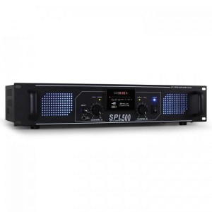 Amplificador PA 2x 250W 19" c/ Equalizador (SPL500EQ) LEDs Azuis - SPL