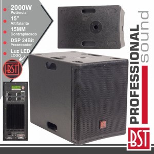 BST Grave Subwoofer Amplificado Pro 15" 2000W Mdf Dsp FIRST-SA15SDSP2