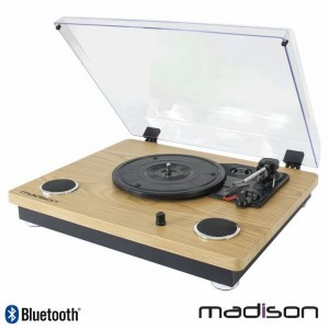 Gira-Discos Madison 33/45/78rpm Retro Bt/Usb/Sd/Rec Creme