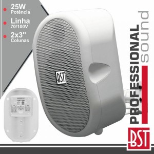 BST Coluna de Parede 100V 6 Ohms 3" 25W Branca WMS3P-WH