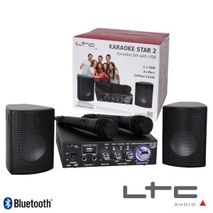 LTC Conjunto Karaoke Amplificador 2x50w + 2 Colunas Mic Usb/Bt Ltc KARAOKE-STAR2MKII