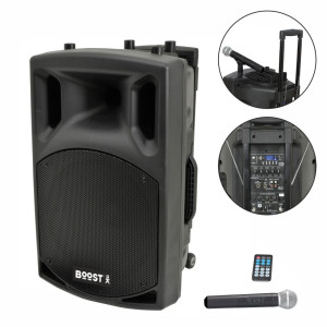 COLUNA AMPLIFICADA 12" 700W USB/BT/SD/BAT VHF PRETA BOOST