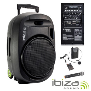 Coluna Amplificada 12" 700W USB/BT/SD/Bat VHF Preta IBIZA