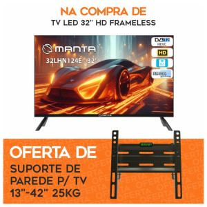 TV LED HD 32" C/ OFERTA Suporte de Parede P/ TV 23"- 42"