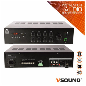 Amplificador PA 12/220V 3 Entr.120W BT/MP3/USB/SD/FM VSOUND