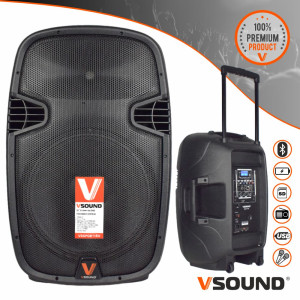 COLUNA AMPLIFICADA 15" 700W USB/BT/SD/BAT/2XMIC UHF VSOUND