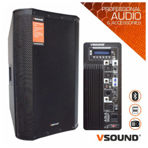Coluna Bi-Amplificada PRO 12" USB/SD/FM/BT 500W VSOUND VSSPRO12APUSB