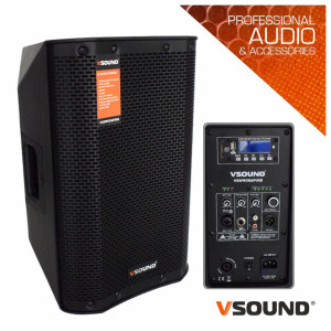 Coluna Bi-Amplificada PRO 8" USB/SD/FM/BT 300W VSOUND