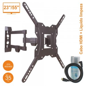 Suporte Lcd/led 23/55" C/ 2 Braços Vesa 400/400 Hdmi+spray BRACKET-KIT01