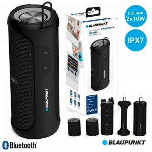 Coluna Bluetooth Portátil 2x10W Bat Mic Ipx7 Preto BLAUPUNKT