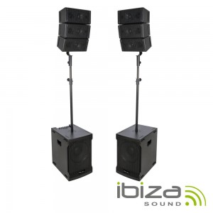 Sistema Line-Array Ativo 6 Colunas 4"+2 Sub 12" 800W IBIZA CUBE212A-ARRAY
