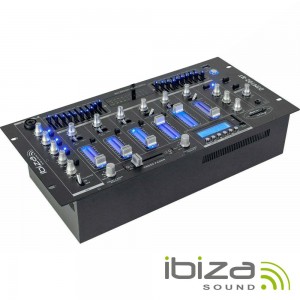 Mesa De Mistura 19" 5u 6 Canais Com USB-BT Preta IBIZA DJM102-BT