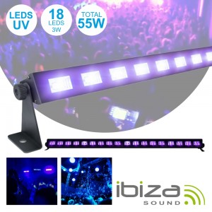 Barra LEDS UV C/ 18 LEDS UV 3W E Suporte IBIZA