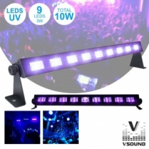 Barra LEDS UV C/ 9 LEDS UV 3W E Suporte VSOUND