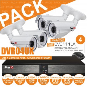 Pack De Vigilância 4 Câmaras Cvc111la + Dvr04uk CCTV30