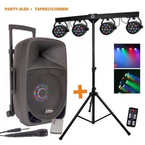 Pack PARTY-8LED + Suporte C/ 4 Projet.