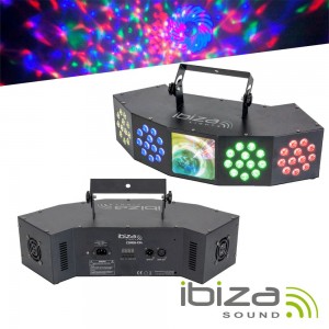 Projetor LED 3em1 Wash Moon Strobe RGBW DMX IBIZA