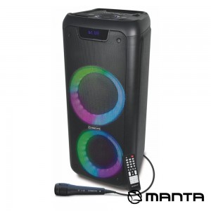 Coluna Amp. SPK5210 2x6.5" USB/SD/AUX/BT LED RGB MANTA