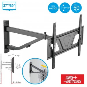 Suporte Lcd/LED 37/60" -10º/+10º Vesa 600/400 50kg P/ Canto SU3760/10