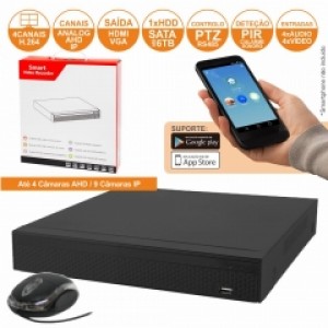 VÍDEO-GRAVADOR DIGITAL 4 CANAIS ANALOG/AHD/IP ETHERNET (DVR04AP)
